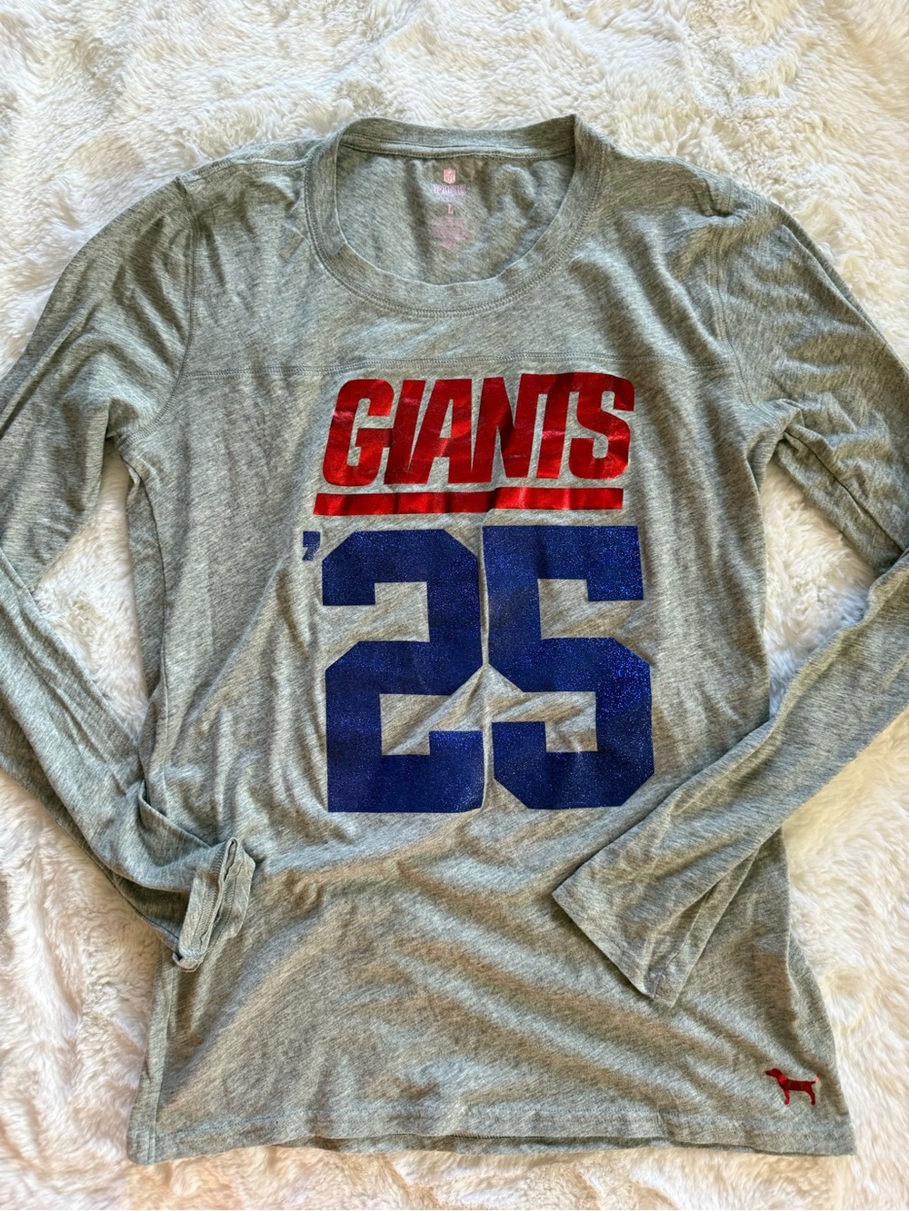 NWOT PINK Victoria's Secret NFL NY Giants Long-Sleeve Graphic Tee